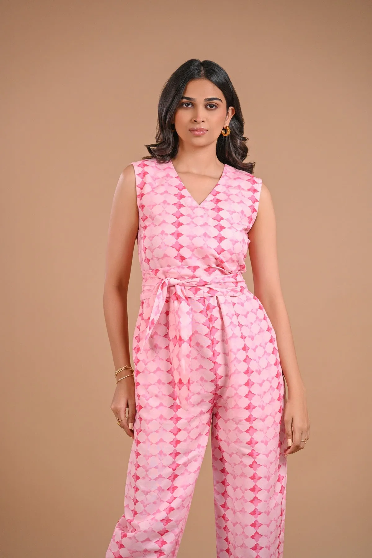 Printed Pink Jumpsuit