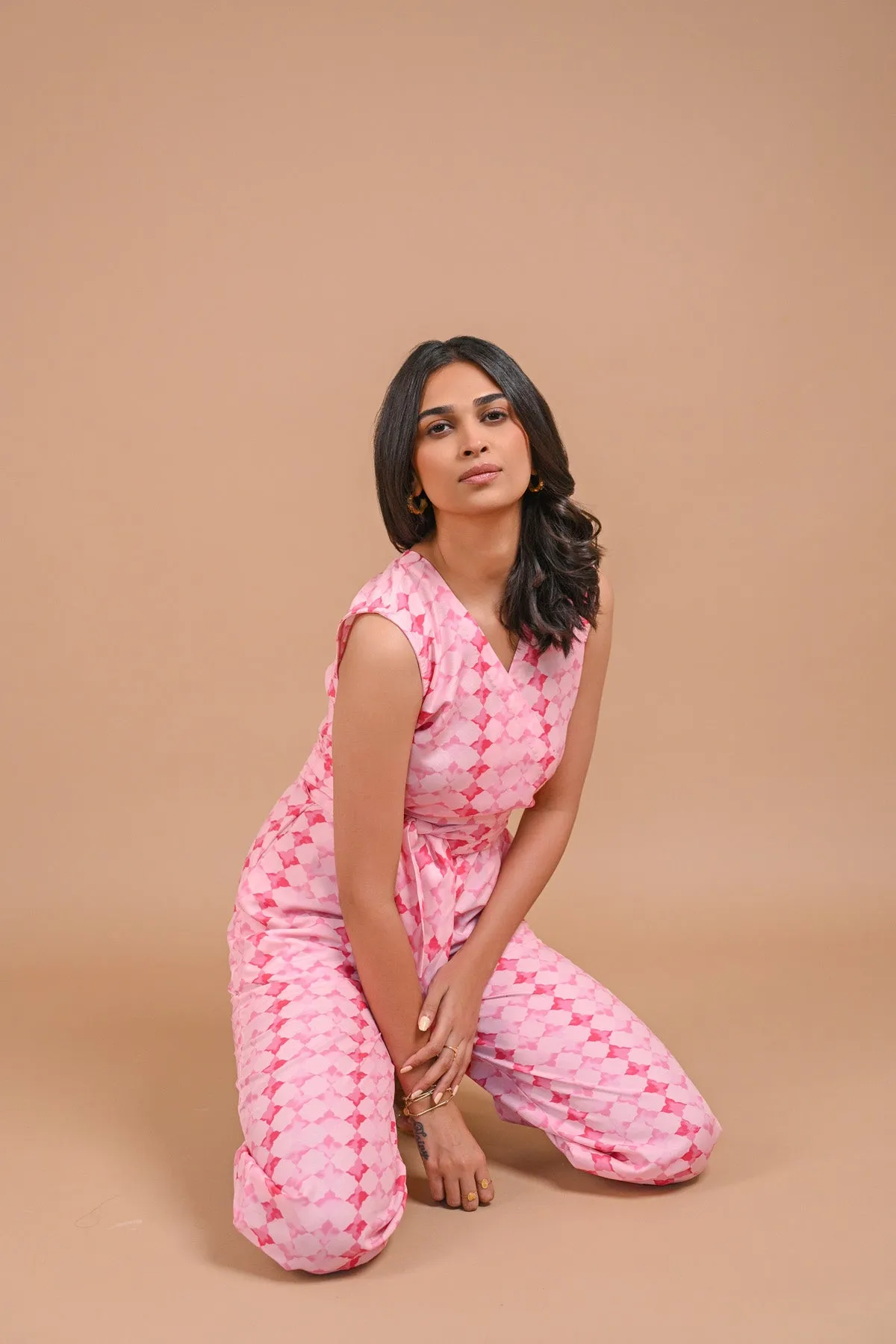 Printed Pink Jumpsuit