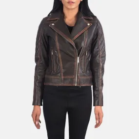 Quilted Vintage Brown Biker Jacket