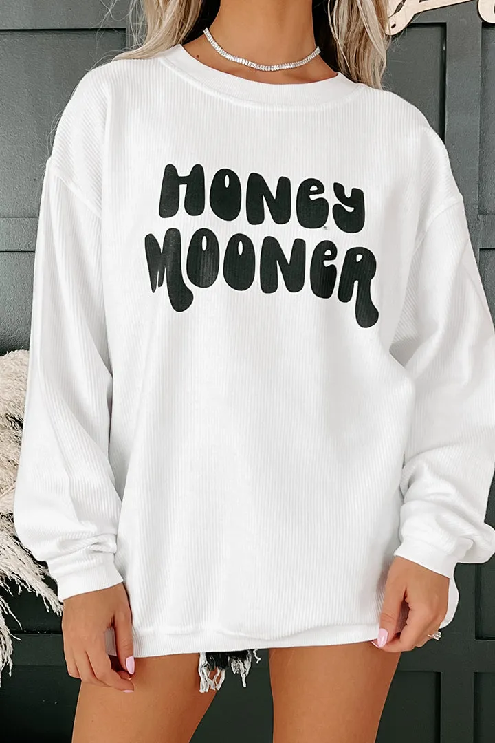 "Honeymooner" Corded Graphic Crewneck (White) - Print On Demand