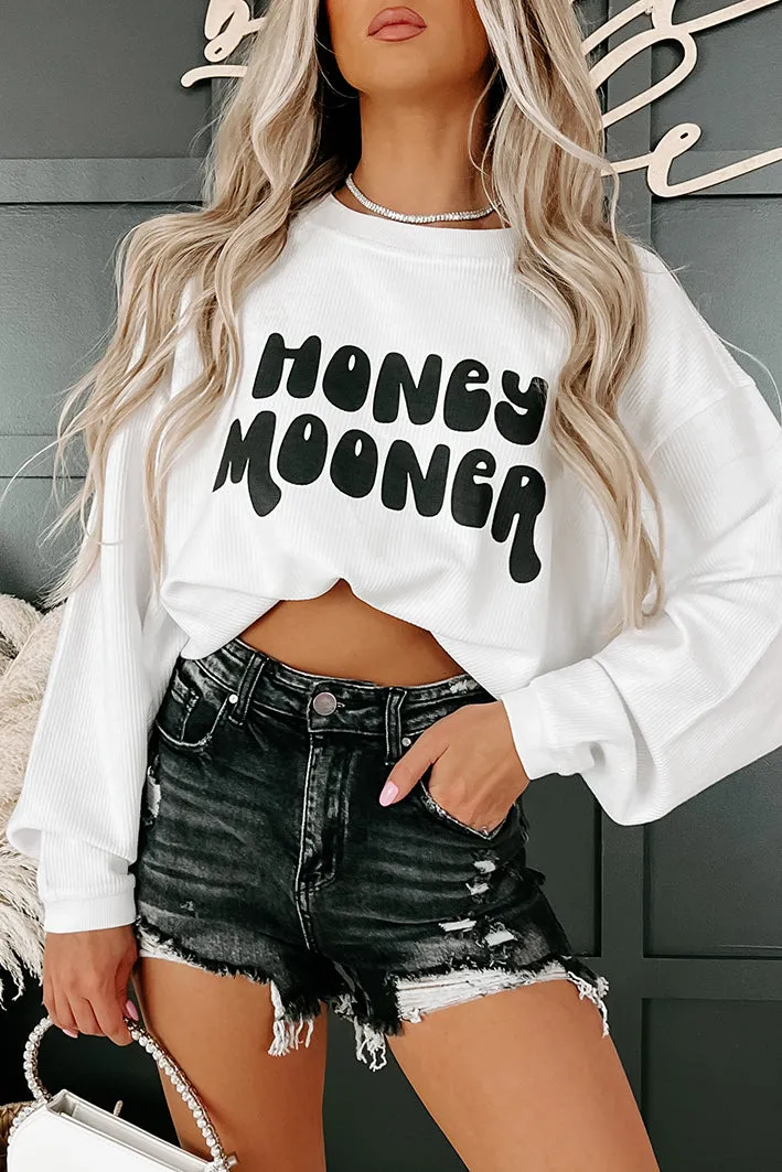 "Honeymooner" Corded Graphic Crewneck (White) - Print On Demand