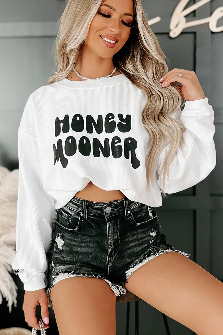 "Honeymooner" Corded Graphic Crewneck (White) - Print On Demand