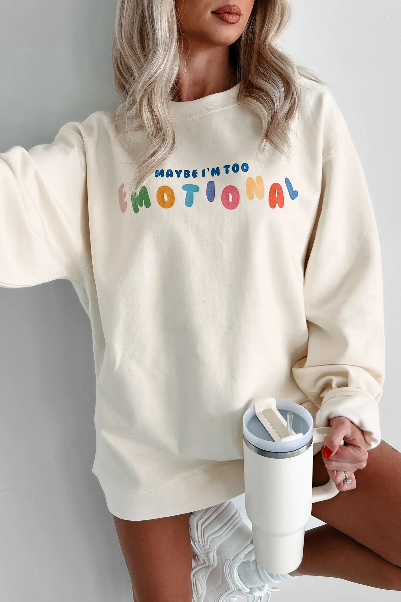 "Too Emotional" Graphic Sweatshirt (Bone)