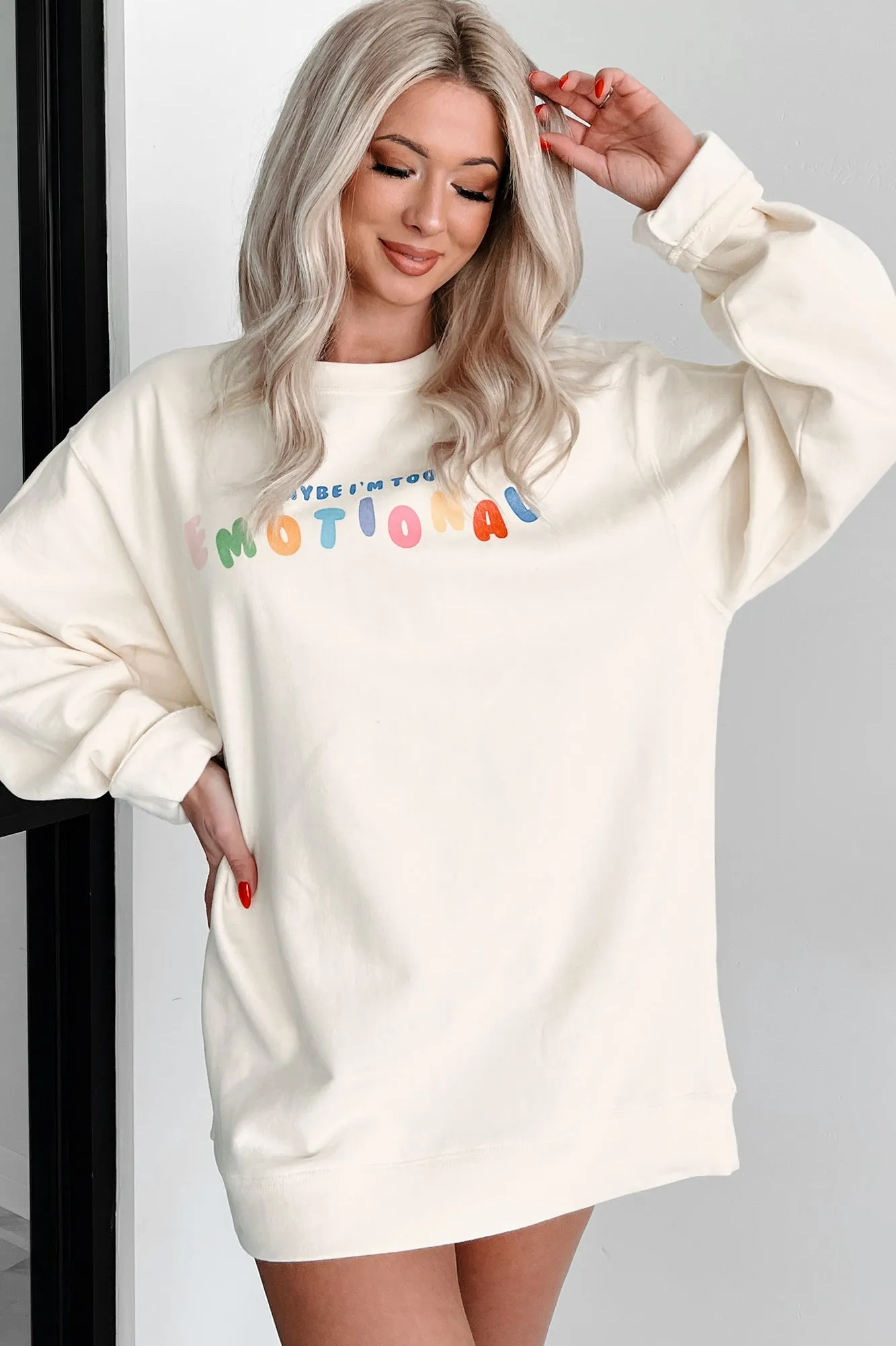 "Too Emotional" Graphic Sweatshirt (Bone)