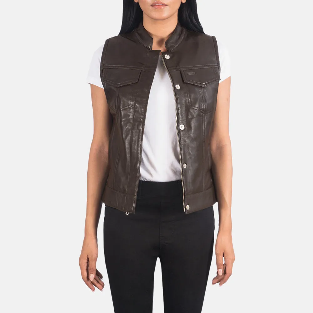 Rayne Moto Brown Leather Vest