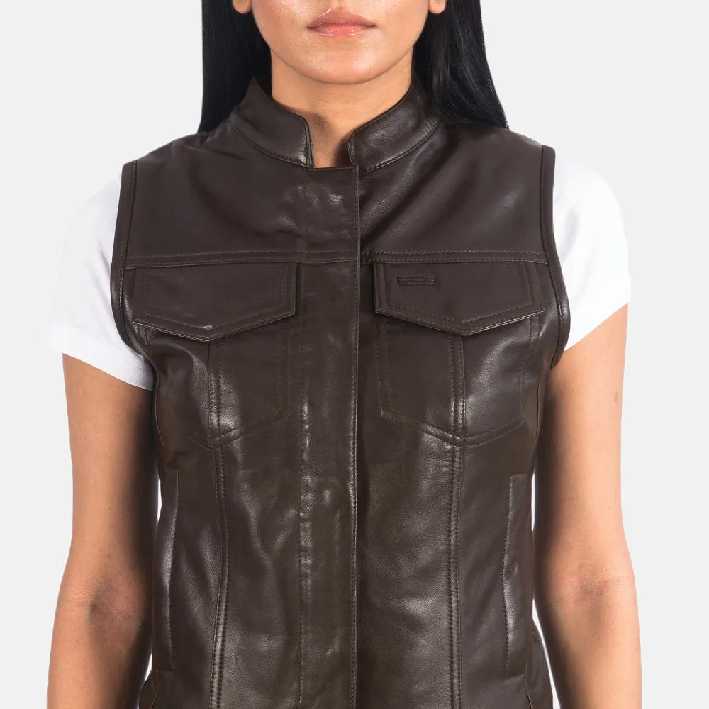 Rayne Moto Brown Leather Vest