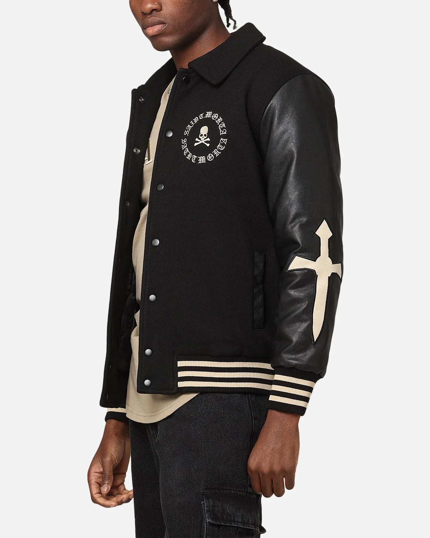 Saint Morta Ceremonies Varsity Jacket Black/Tan