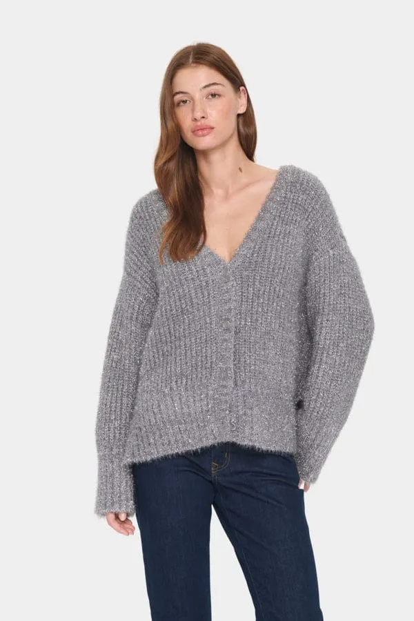 Saint Tropez Sparkly Cardigan Silver Grey