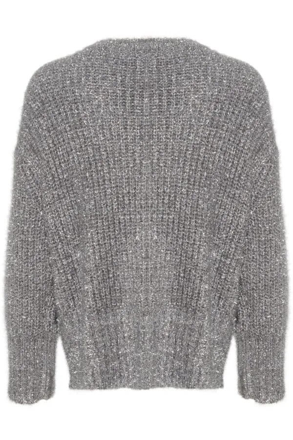 Saint Tropez Sparkly Cardigan Silver Grey