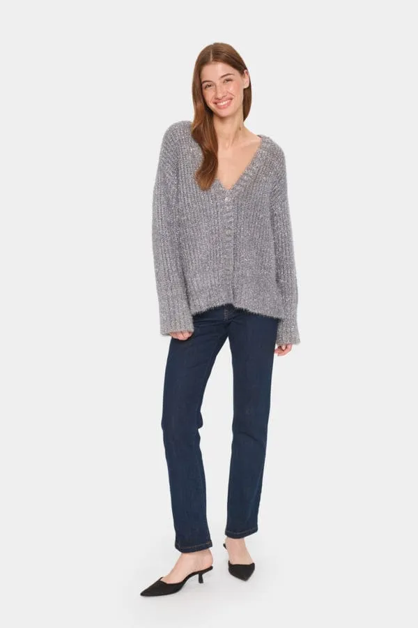 Saint Tropez Sparkly Cardigan Silver Grey