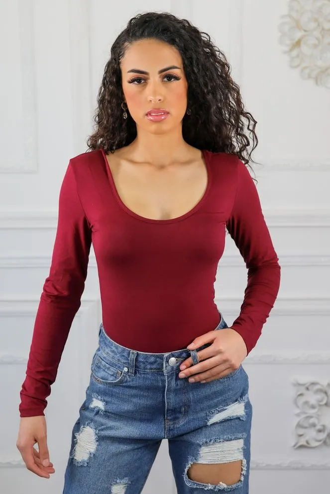 Scoop Up Basic Essential Scoop Neck Bodysuit