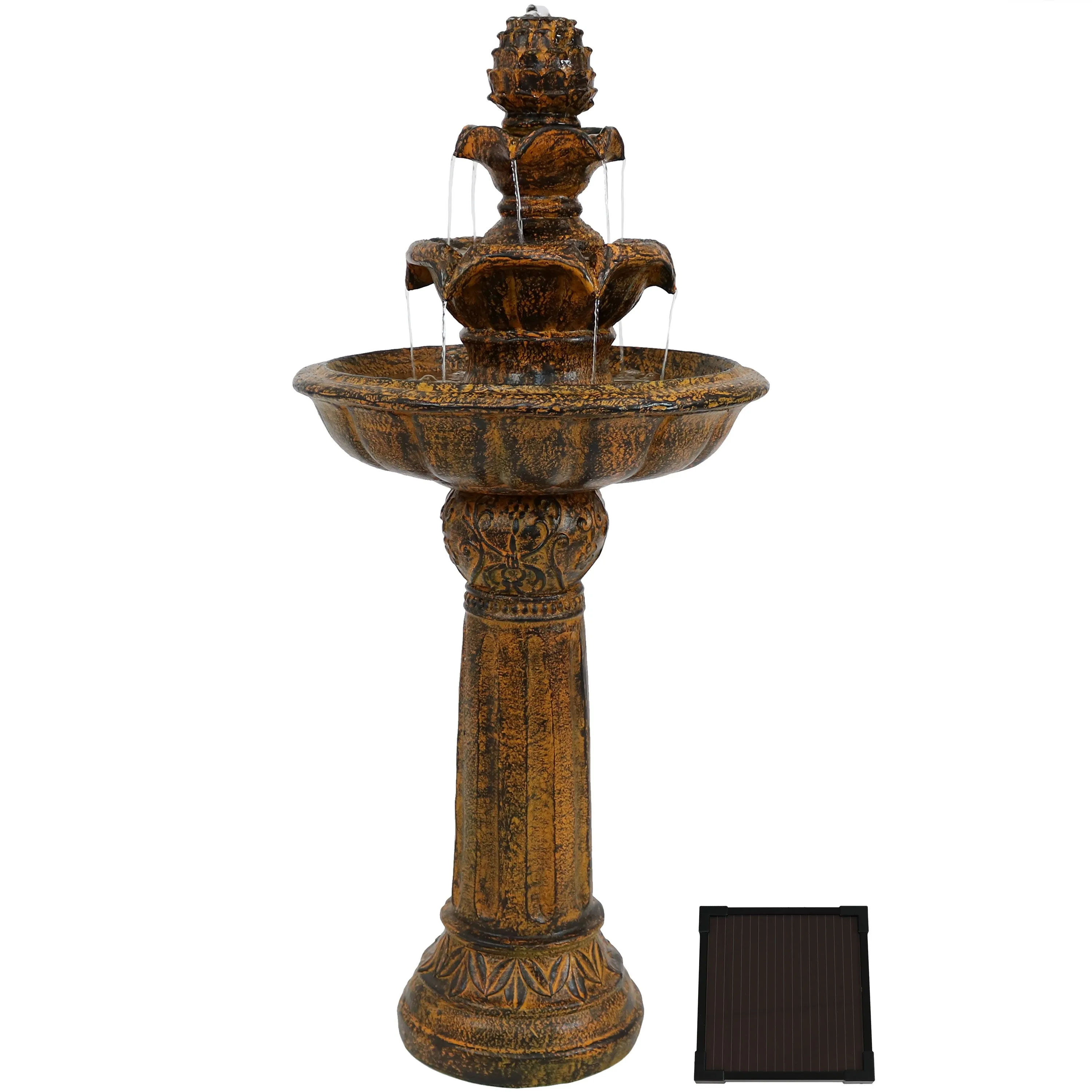 Sunnydaze Ornate Elegance Solar Water Fountain with Battery Backup - 42.5" H