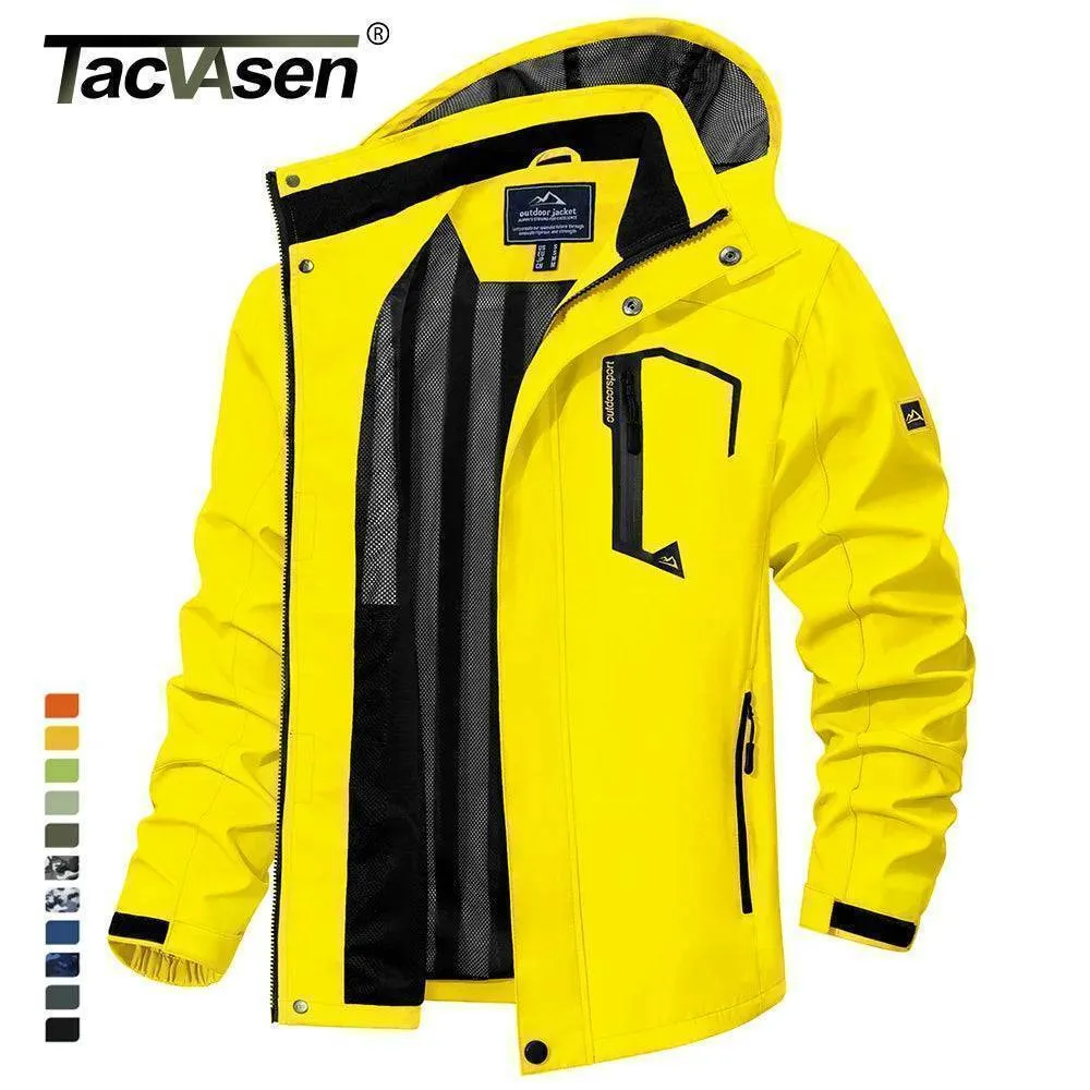 TACVASEN Men's Lightweight Spring Autumn Jackets -Mesh Lined Waterproof Raincoat for Outdoor Fishing Hiking Windbreaker