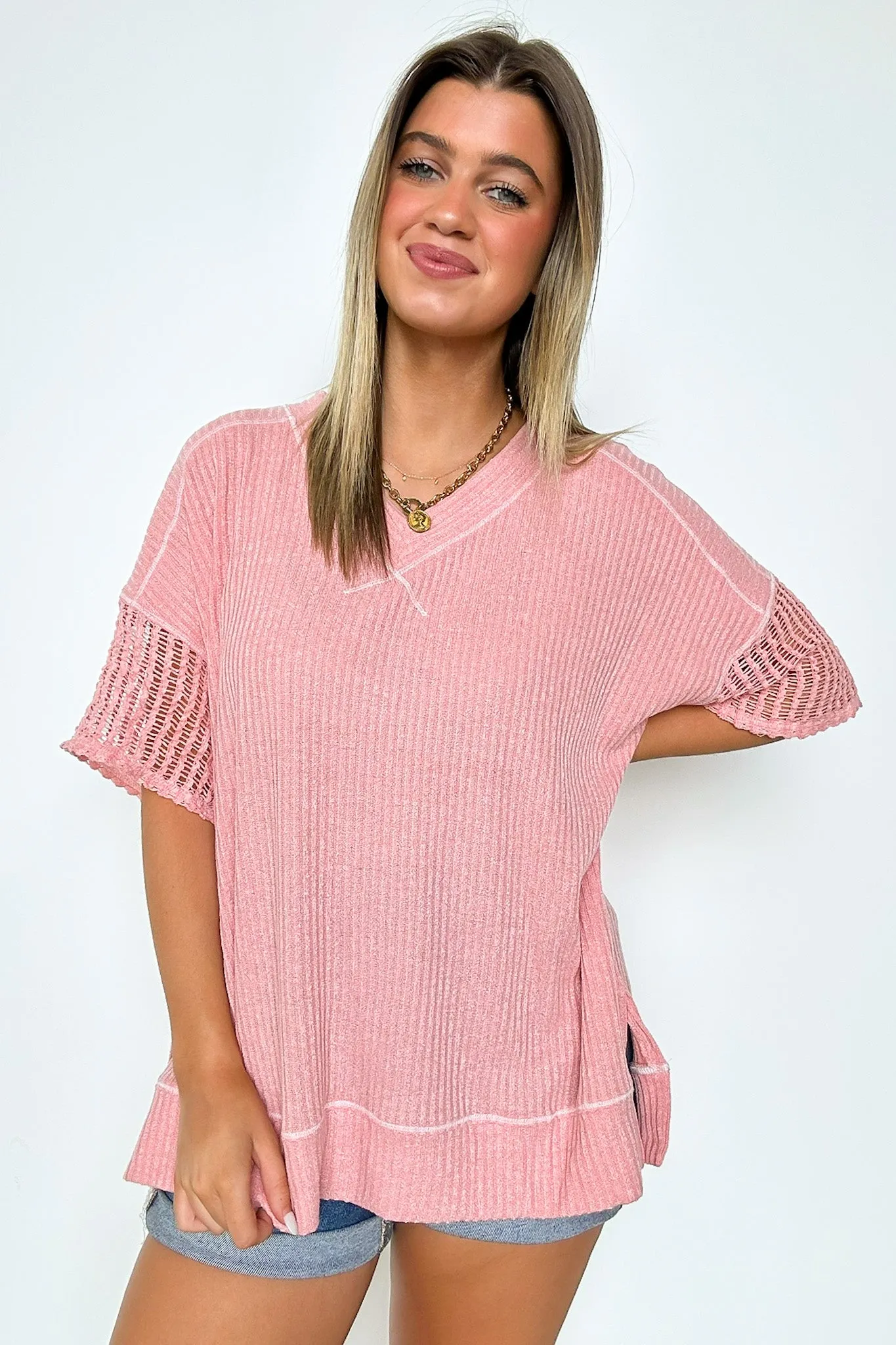 Taravella Crochet Contrast Binding Top - FINAL SALE