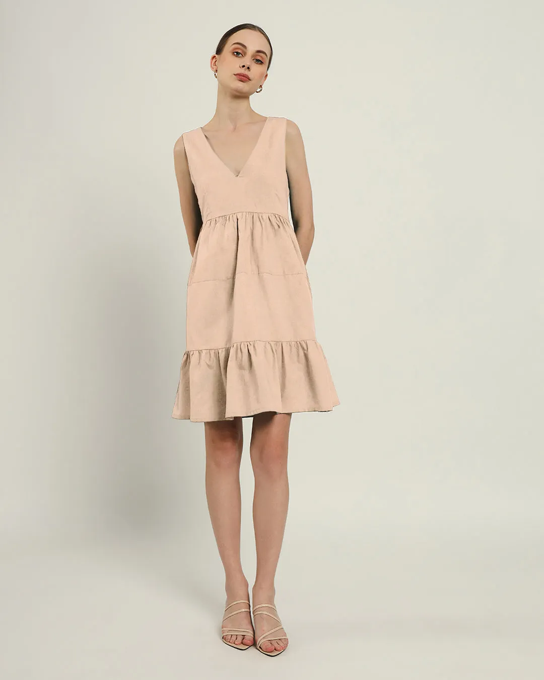 The Minsk Daisy Bisque Linen Dress