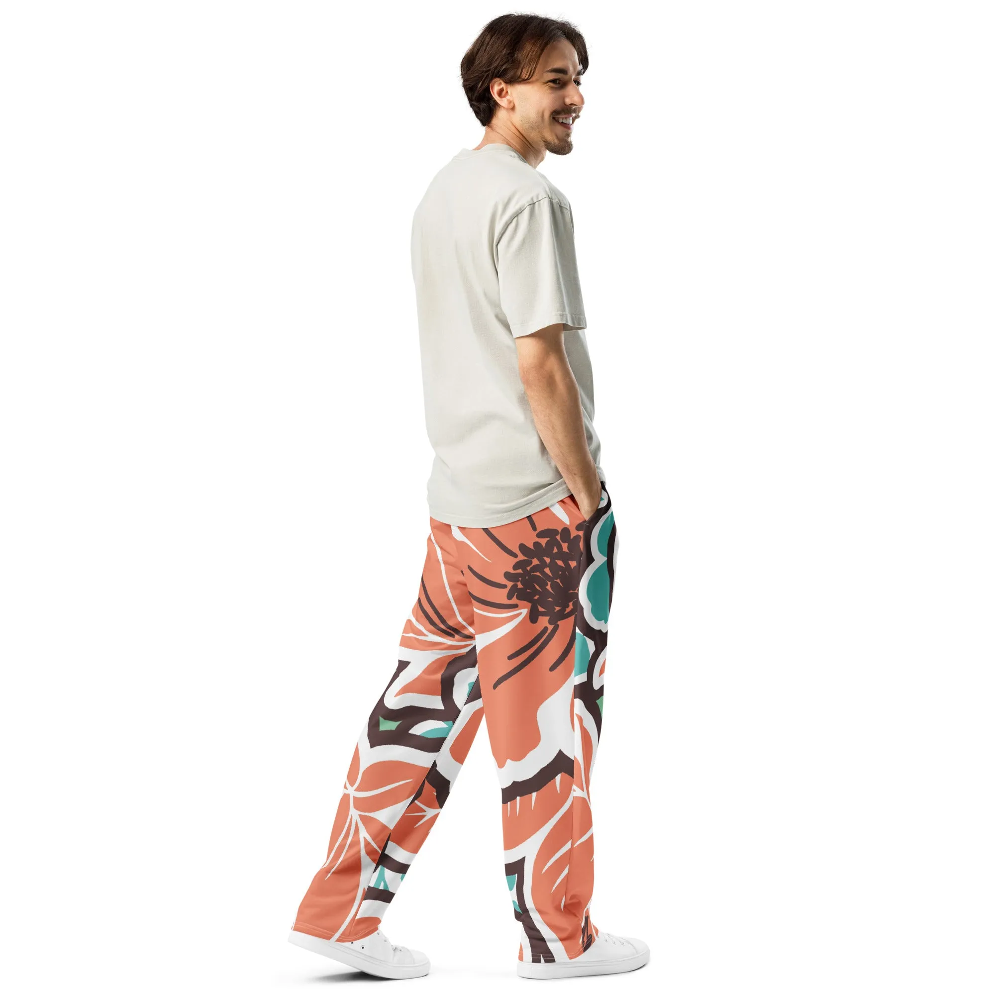 Valentines Day Wide Leg Joggers - Flower (Glamourange Valentine Day Gifts Wide Leg Joggers - Design 003)