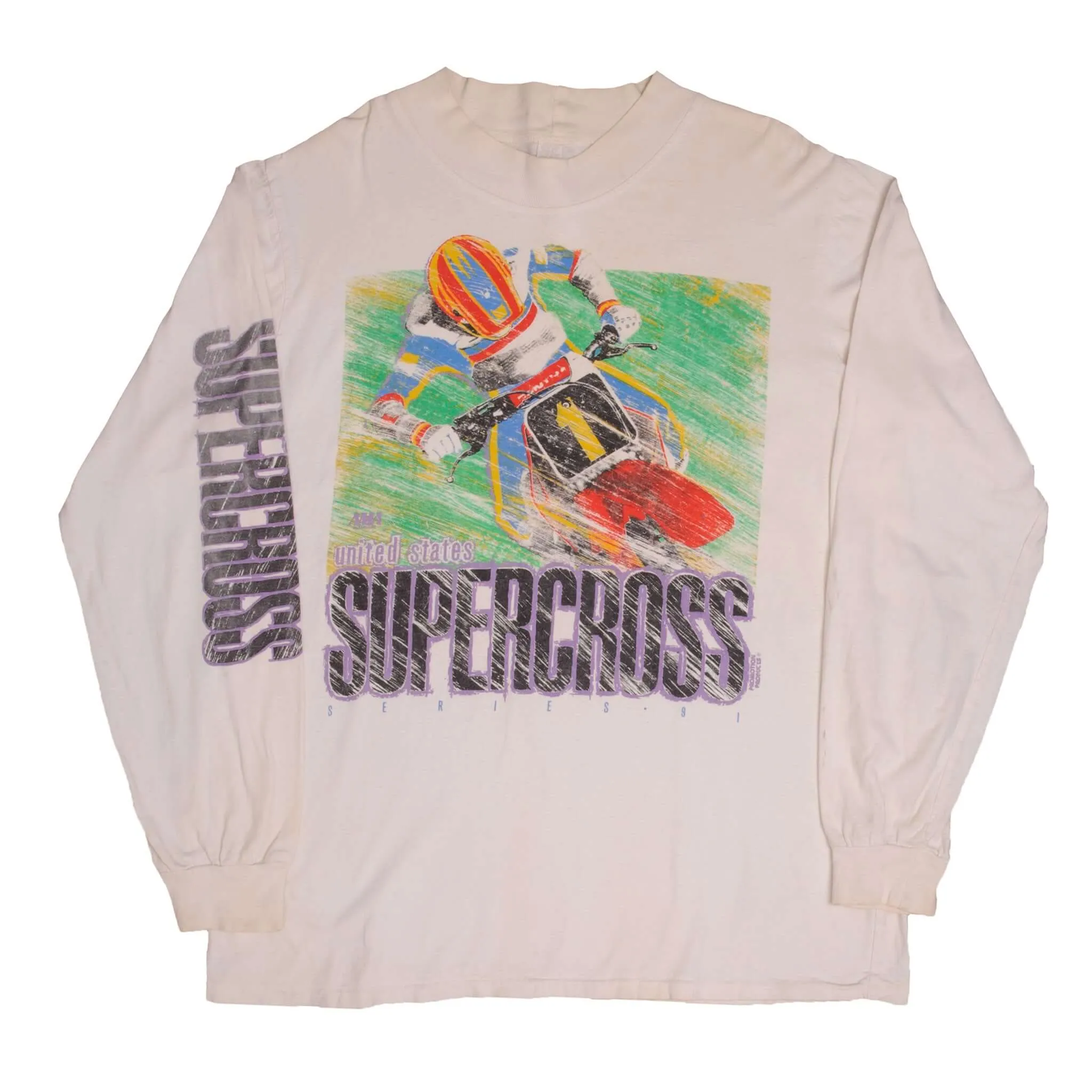 VINTAGE AMA MOTOCROSS USA SUPERCROSS 1991 LONG SLEEVE TEE SHIRT SIZE XL