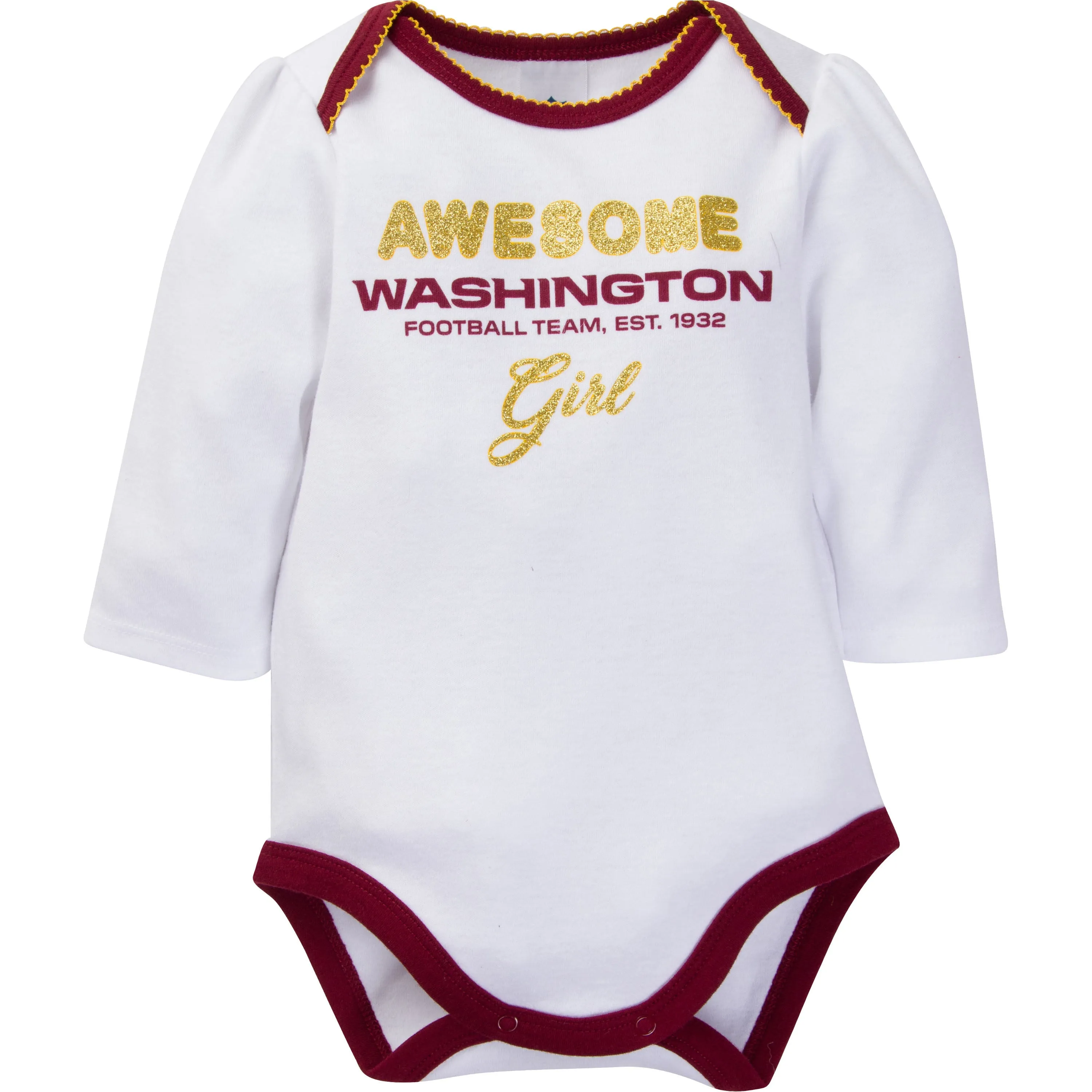 Washington Football Team Girl 3 Piece Bodysuit, Cap and Footed Pant Set