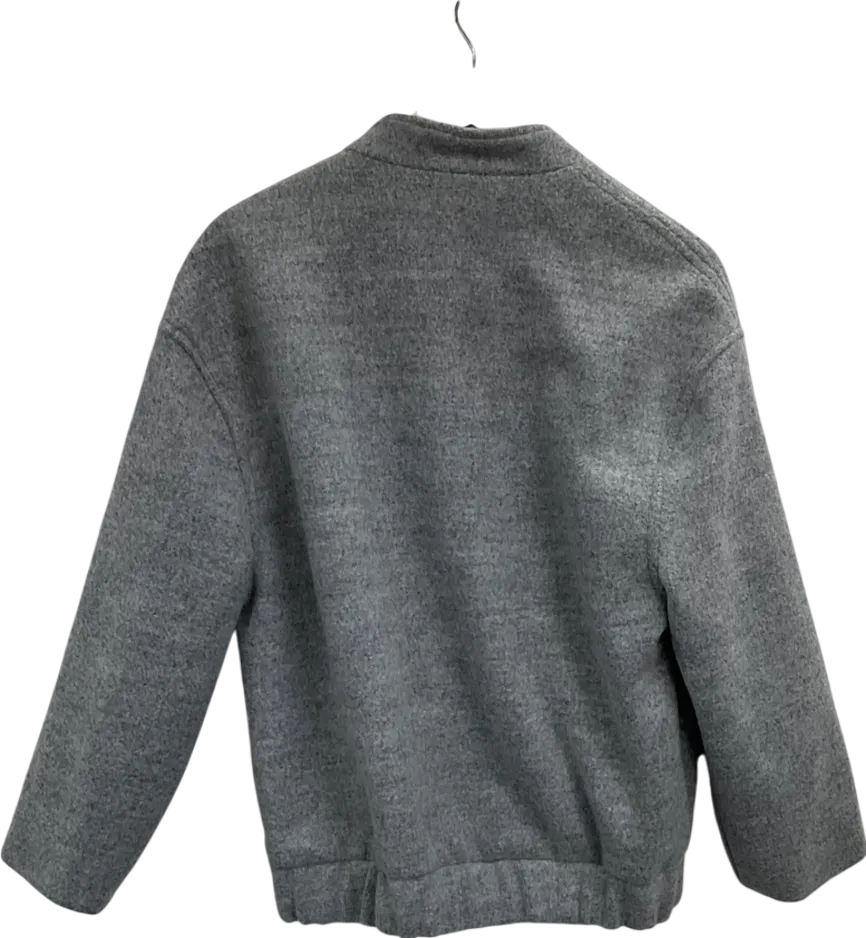 wat the brand Grey Wool Look Bomber Jacket UK 10