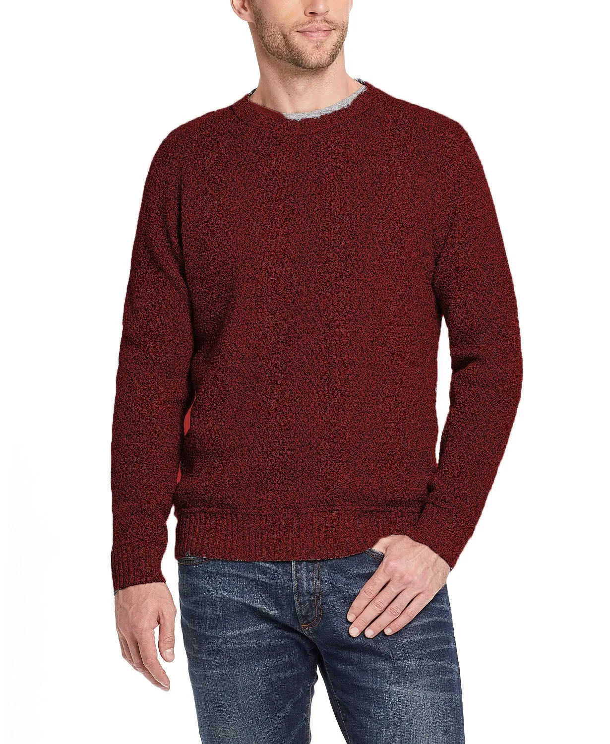 Weatherproof Men's Solid Mesh Stitch Sweater Red Size Small