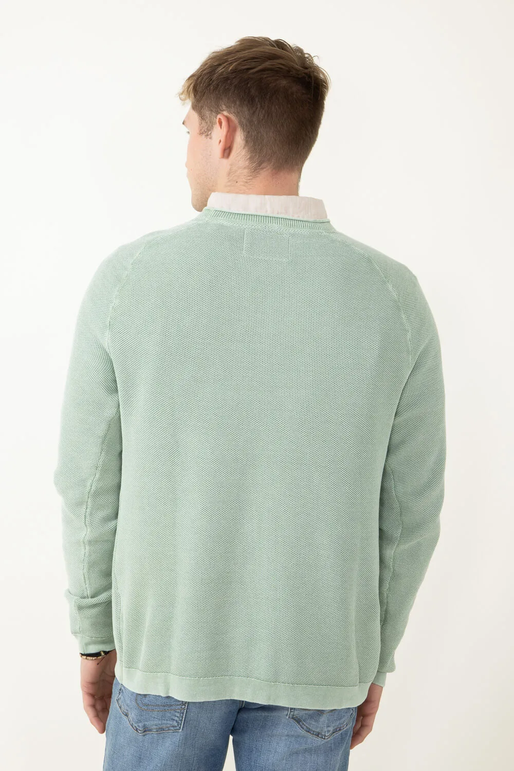 Weatherproof Vintage Stone Wash Crewneck Sweater for Men in Green | S2440120GK-FELDSPARGREEN