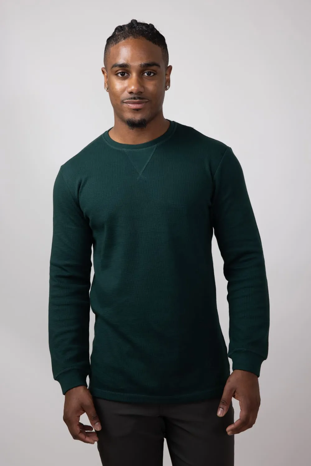 Weatherproof Vintage Waffle Crewneck Shirt for Men in Pine | F2430246GK-PINE