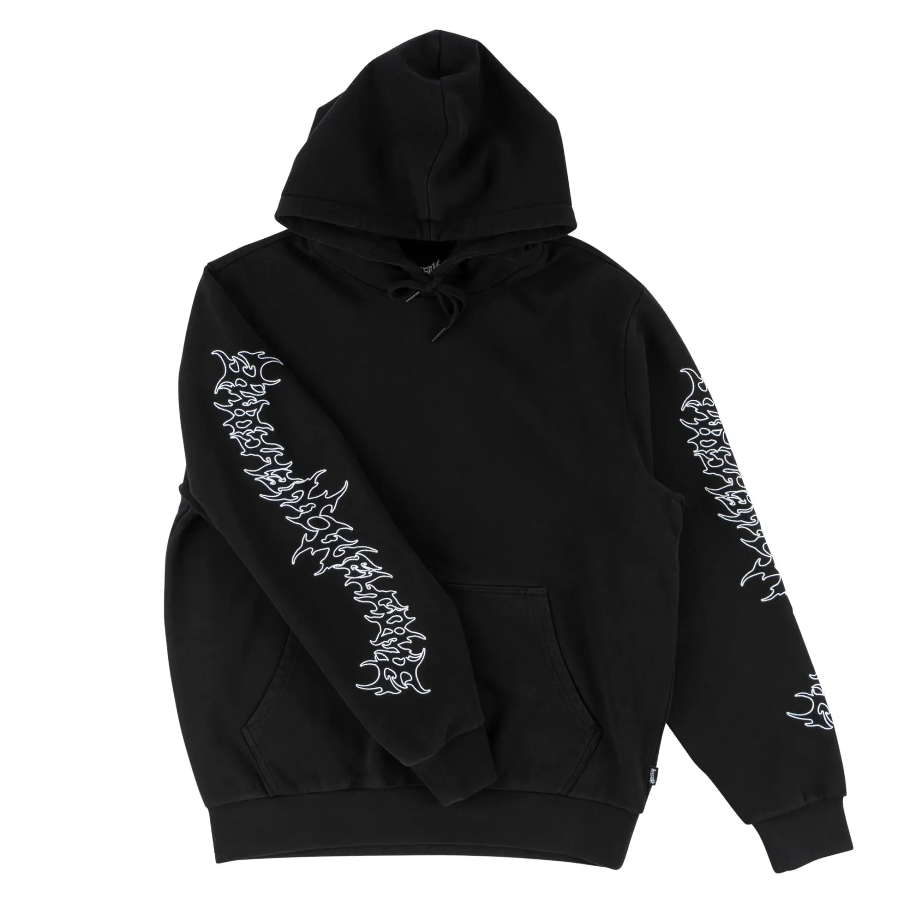 Welcome Skateboards Barb Sleeve Embroidered Pigment-Dyed Hoodie - Black