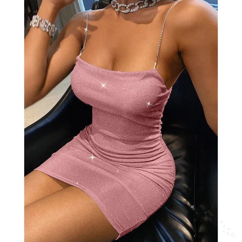 Women Fashion Spaghetti Strap Mini Dress Slip Dress Women Sexy