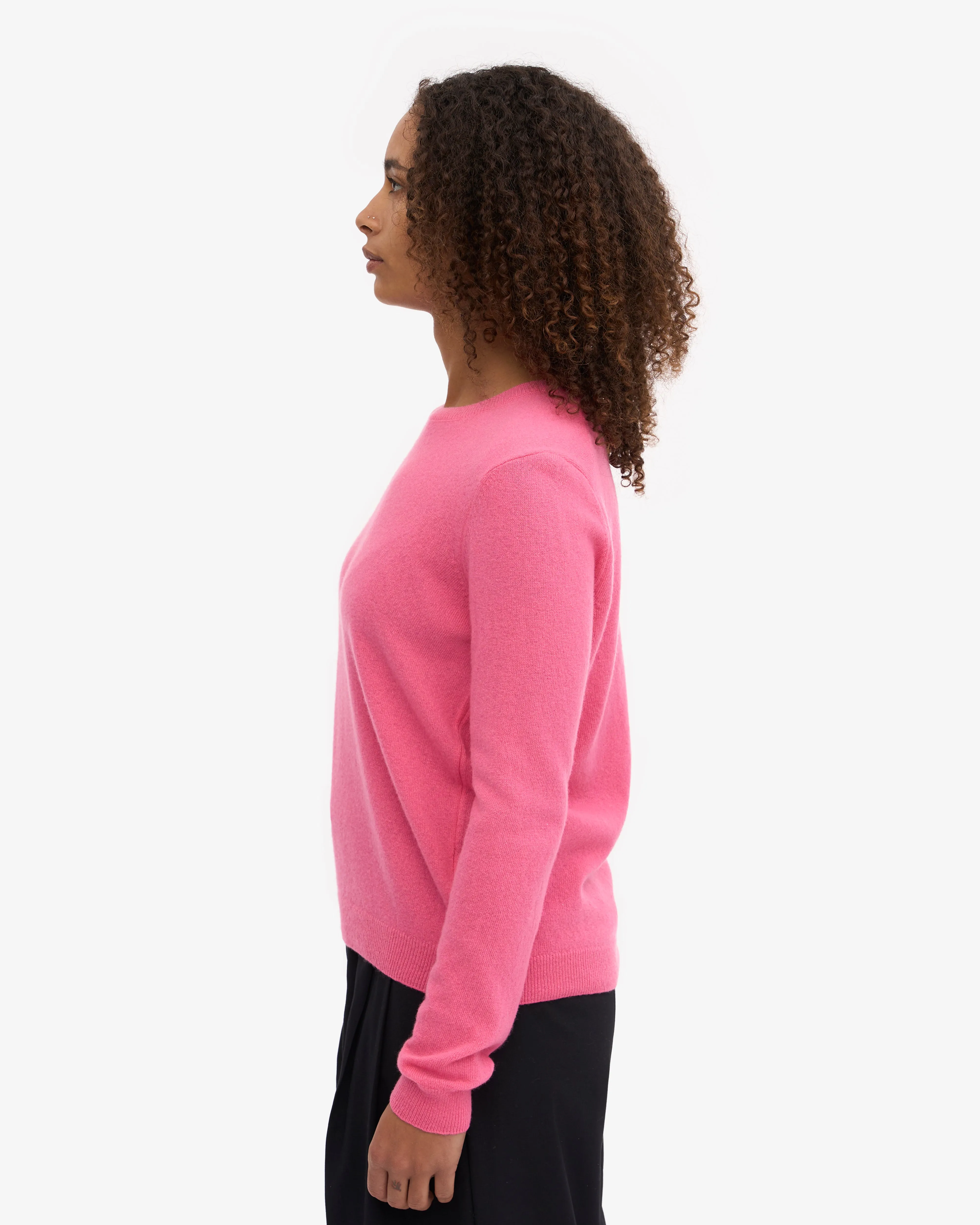 Women Light Merino Wool Crew - Bubblegum Pink