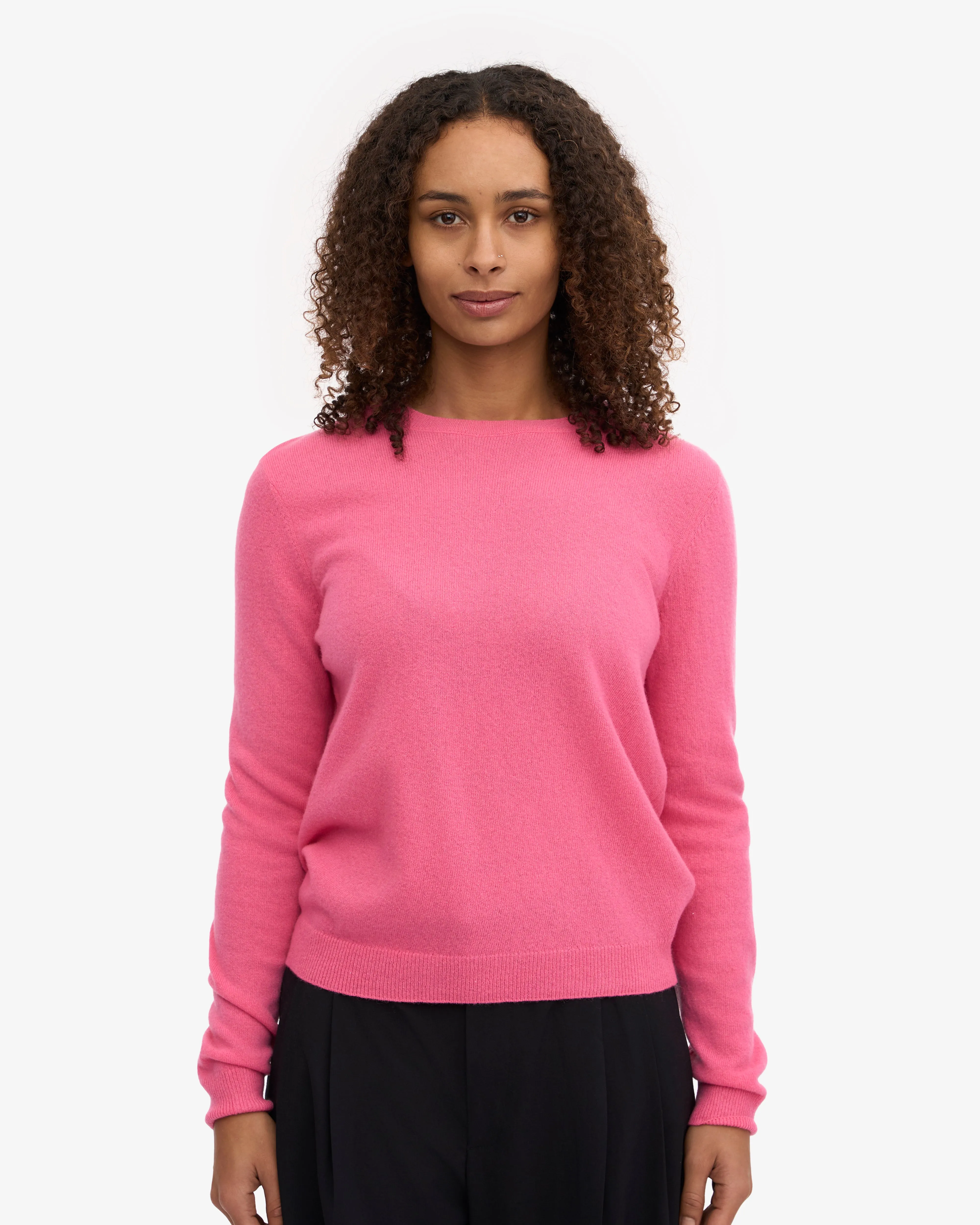 Women Light Merino Wool Crew - Bubblegum Pink