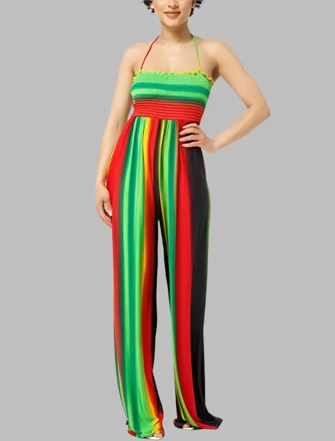 WOMEN "Vibrant Jamaican-Inspired Sleeveless Jumpsuit"