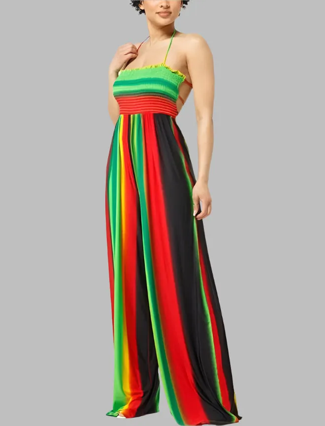 WOMEN "Vibrant Jamaican-Inspired Sleeveless Jumpsuit"