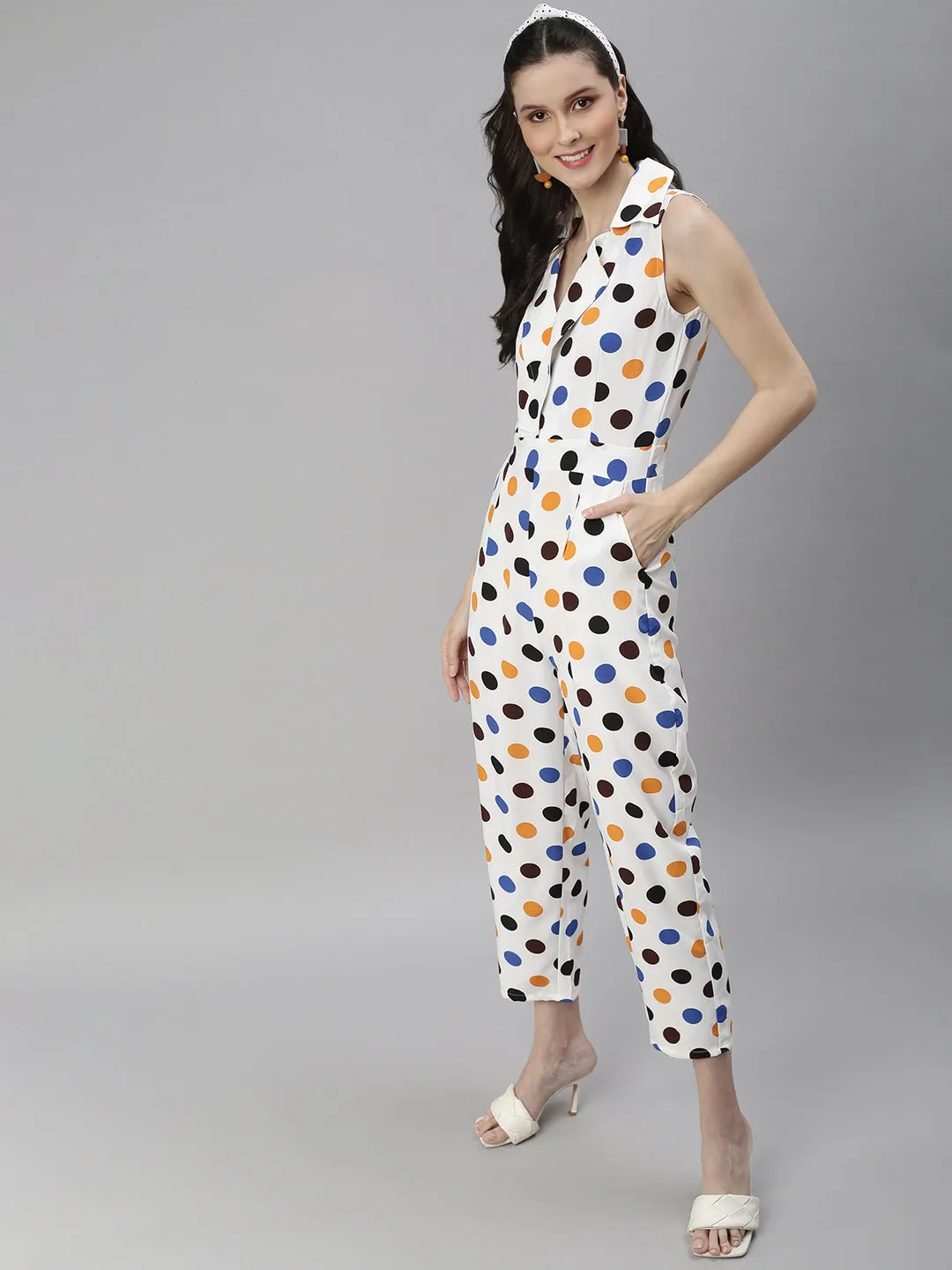 Women's Off white Printed Jumpsuit