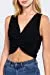 Women's Sleeveless V-Neck Front Twist Knot Knit Top