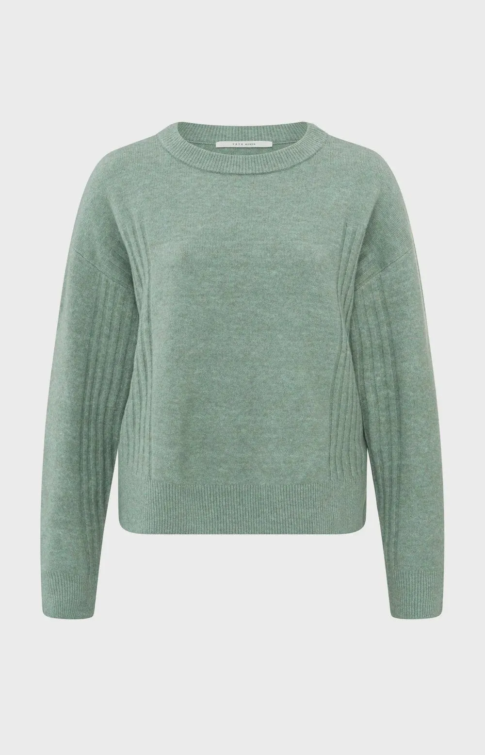 Yaya Jumper Ribbed Detail Jade Green