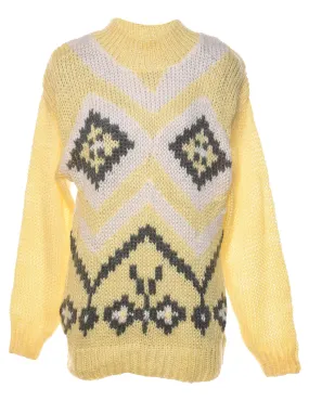 Yellow Nordic High Neck Jumper - M