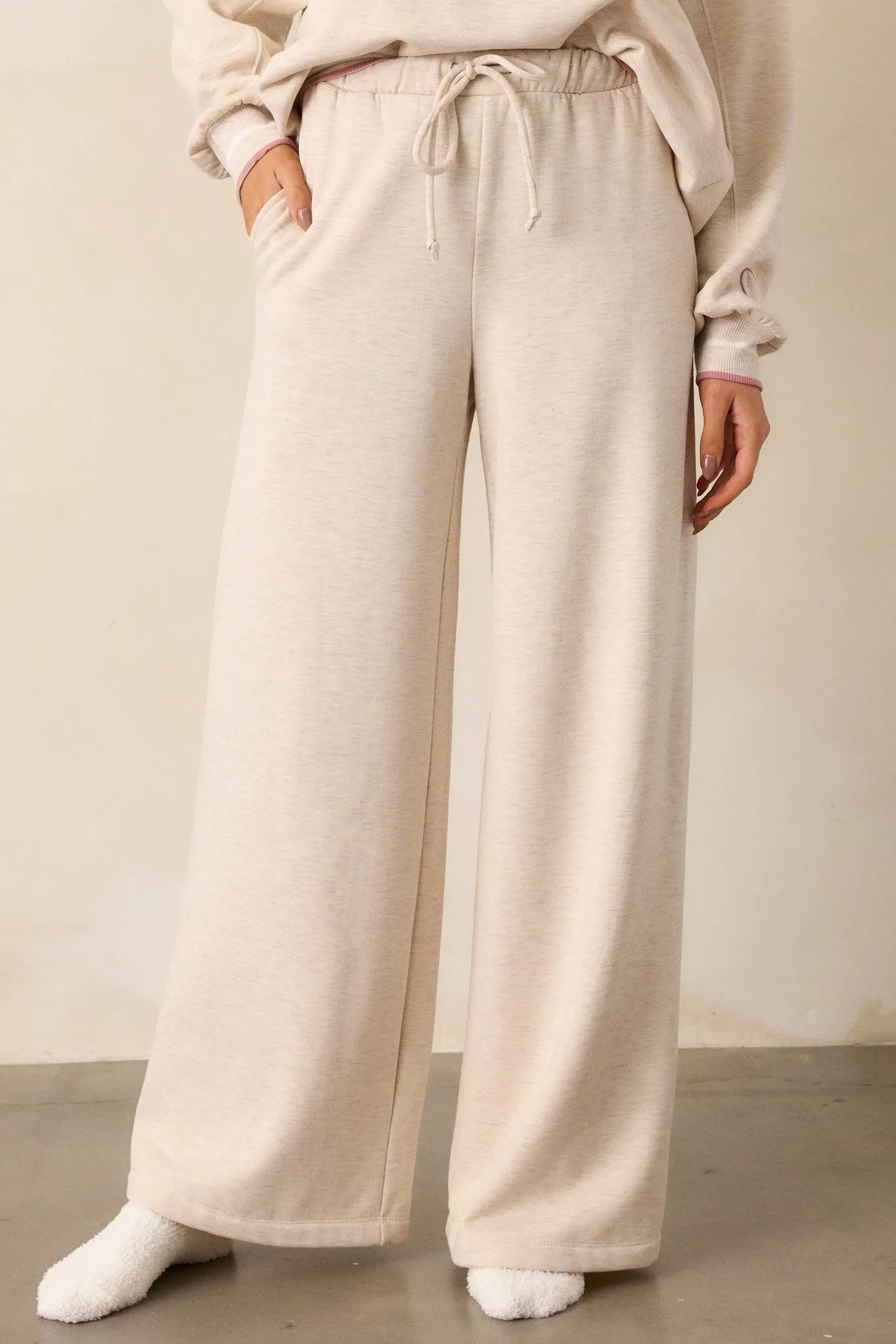 Z Supply Homebody Oatmeal Fleece Wide Leg Pants